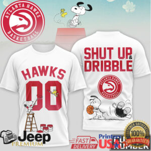 Snoopy Atlanta Hawks Shut Up and Dribble Custom Number T Shirt