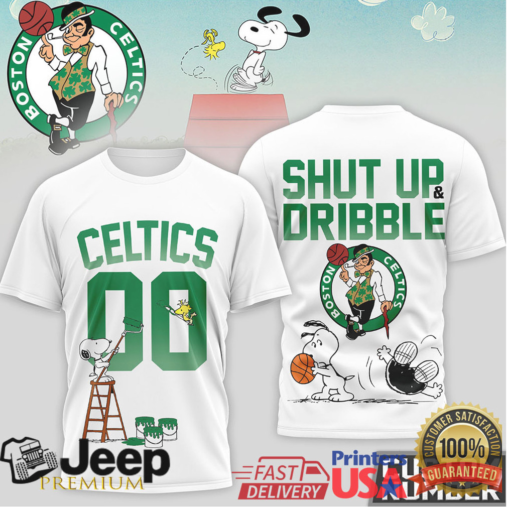 Snoopy Boston Celtics Shut Up and Dribble Custom Number T Shirt Snoopy Boston Celtics Shut Up and Dribble Custom Number T Shirt