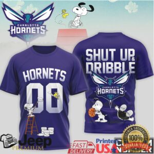 Snoopy Charlotte Hornets Shut Up and Dribble Custom Number T Shirt Snoopy Charlotte Hornets Shut Up and Dribble Custom Number T Shirt