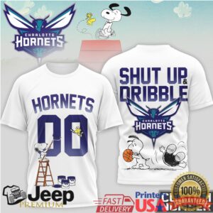 Snoopy Charlotte Hornets Shut Up and Dribble Custom Number T Shirt