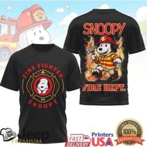 Snoopy Firefighter Fire Dept. Peanuts Cartoon Graphic T Shirt