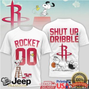 Snoopy Houston Rockets Shut Up and Dribble Custom Number T Shirt