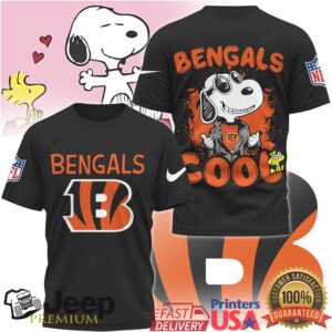 Snoopy Joe Cool Cincinnati Bengals NFL Graphic T Shirt Snoopy Joe Cool Cincinnati Bengals NFL Graphic T Shirt