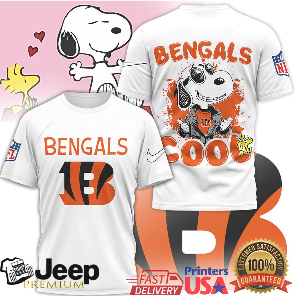 Snoopy Joe Cool Cincinnati Bengals NFL Graphic T Shirt Snoopy Joe Cool Cincinnati Bengals NFL Graphic T Shirt