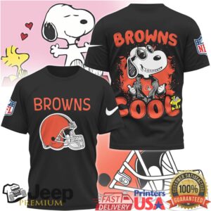 Snoopy Joe Cool Cleveland Browns NFL Graphic T Shirt Snoopy Joe Cool Cleveland Browns NFL Graphic T Shirt