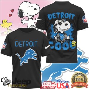 Snoopy Joe Cool Detroit Lions NFL Graphic T Shirt Snoopy Joe Cool Detroit Lions NFL Graphic T Shirt