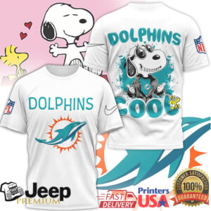 Snoopy Joe Cool Miami Dolphins NFL T Shirt Custom Fan Gear