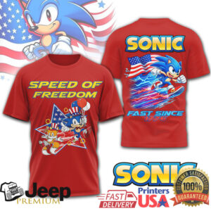 Sonic the Hedgehog Speed of Freedom American Flag T Shirt Sonic the Hedgehog Speed of Freedom American Flag T Shirt
