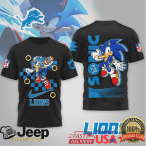 Sonic the Hedgehog x Detroit Lions NFL 3D All Over Print T Shirt Sonic the Hedgehog x Detroit Lions NFL 3D All Over Print T Shirt