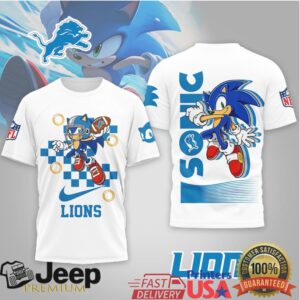 Sonic the Hedgehog x Detroit Lions NFL 3D All Over Print T Shirt