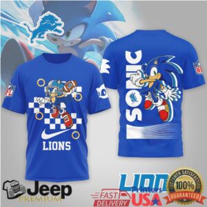 Sonic the Hedgehog x Detroit Lions NFL 3D All Over Print T Shirt