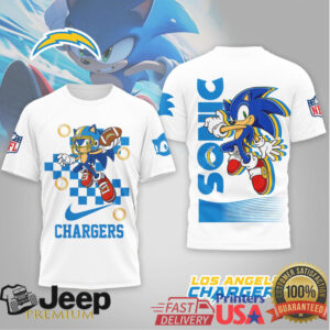 Sonic the Hedgehog x Los Angeles Chargers NFL 3D All Over Print T Shirt Sonic the Hedgehog x Los Angeles Chargers NFL 3D All Over Print T Shirt