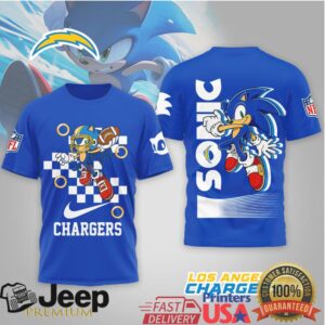 Sonic the Hedgehog x Los Angeles Chargers NFL 3D All Over Print T Shirt