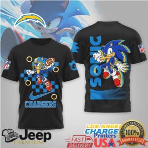 Sonic the Hedgehog x Los Angeles Chargers NFL 3D All Over Print T Shirt