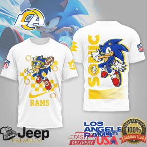 Sonic the Hedgehog x Los Angeles Rams NFL 3D All Over Print T Shirt Sonic the Hedgehog x Los Angeles Rams NFL 3D All Over Print T Shirt