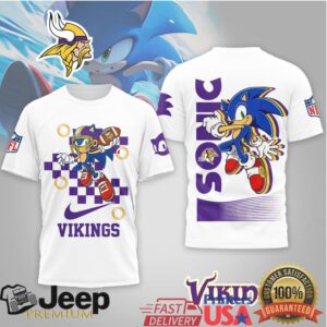 Sonic the Hedgehog x Minnesota Vikings Football T Shirt SEGA NFL Fan Gear