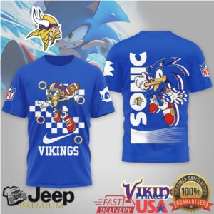 Sonic the Hedgehog x Minnesota Vikings Football T Shirt SEGA NFL Fan Gear