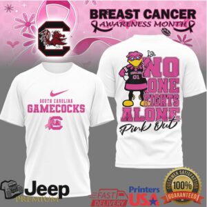 South Carolina Gamecocks Breast Cancer Awareness “No One Fights Alone” Pink Out T Shirt