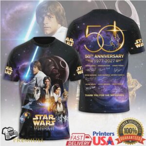 Star Wars Episode IV 50th Anniversary 1977 2027 Signature Tribute T Shirt