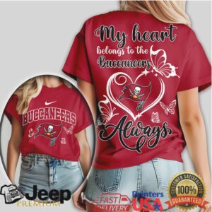Tampa Bay Buccaneers My Heart Belongs To The Buccaneers Always Butterfly T Shirt Tampa Bay Buccaneers My Heart Belongs To The Buccaneers Always Butterfly T Shirt