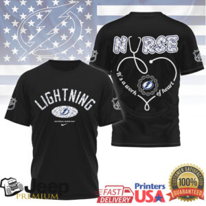 Tampa Bay Lightning NHL Nurse Day T Shirt Nursing Heart & Stethoscope Graphic Tampa Bay Lightning NHL Nurse Day T Shirt Nursing Heart & Stethoscope Graphic