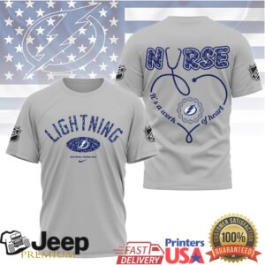 Tampa Bay Lightning NHL Nurse Day T Shirt Nursing Heart & Stethoscope Graphic