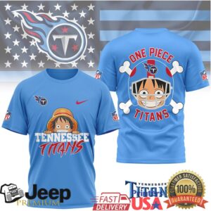 Tennessee Titans x One Piece Luffy Straw Hat Football Graphic T Shirt Tennessee Titans x One Piece Luffy Straw Hat Football Graphic T Shirt