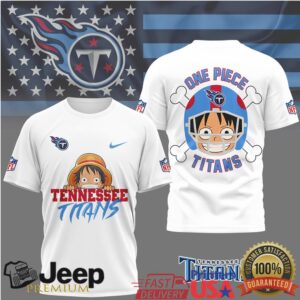 Tennessee Titans x One Piece Luffy Straw Hat Football Graphic T Shirt