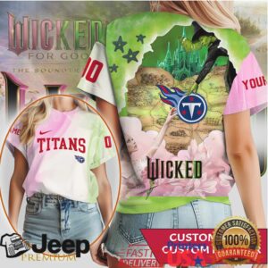 Tennessee Titans x Wicked Glinda Pink & Elphaba Green Custom T Shirt Tennessee Titans x Wicked Glinda Pink & Elphaba Green Custom T Shirt