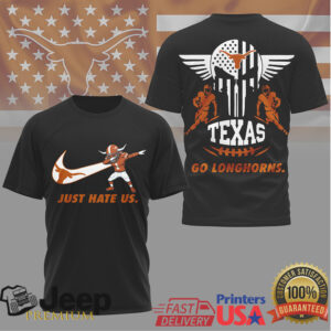 Texas Longhorns Just Hate Us Hook ‘Em Horns Punisher Skull T Shirt Texas Longhorns Just Hate Us Hook ‘Em Horns Punisher Skull T Shirt