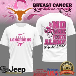 Texas Longhorns No One Fights Alone Breast Cancer Awareness Pink Out T Shirt