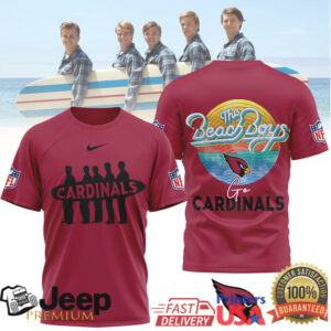 The Beach Boys x Arizona Cardinals NFL Retro Surfing Graphic T Shirt The Beach Boys x Arizona Cardinals NFL Retro Surfing Graphic T Shirt