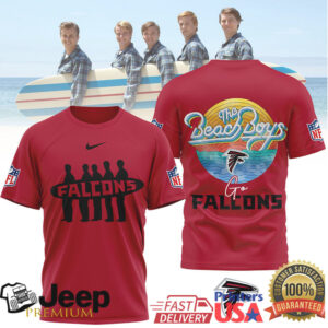 The Beach Boys x Atlanta Falcons NFL Retro Summer Surfboard T Shirt The Beach Boys x Atlanta Falcons NFL Retro Summer Surfboard T Shirt