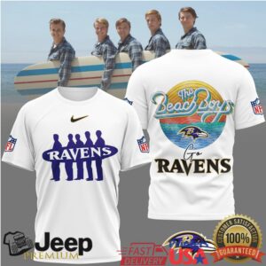The Beach Boys x Baltimore Ravens NFL Vintage Surf Graphic T Shirt