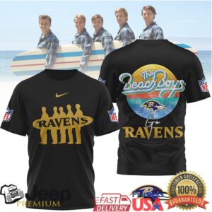The Beach Boys x Baltimore Ravens NFL Vintage Surf Graphic T Shirt