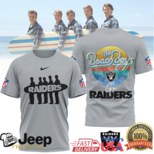 The Beach Boys x Las Vegas Raiders NFL Surfboard Silhouette T Shirt The Beach Boys x Las Vegas Raiders NFL Surfboard Silhouette T Shirt