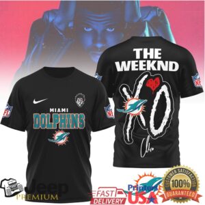 The Weeknd XO x Miami Dolphins NFL Aqua XO Logo Collaboration T shirt