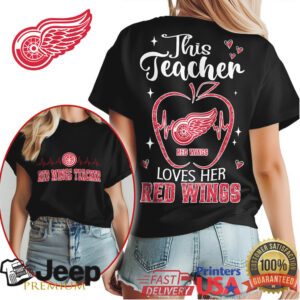 This Teacher Loves Her Detroit Red Wings T Shirt Hockey Fan Apple Design This Teacher Loves Her Detroit Red Wings T Shirt Hockey Fan Apple Design