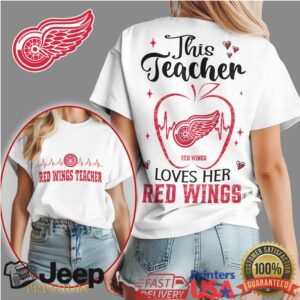 This Teacher Loves Her Detroit Red Wings T Shirt Hockey Fan Apple Design