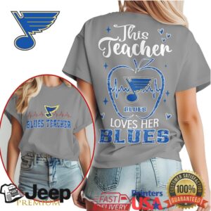 This Teacher Loves Her St. Louis Blues T Shirt NHL Hockey Teacher Apple Design
