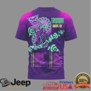 Trivium Europe UK Tour Purple Neon Graphic All Over Print T Shirt Trivium Europe UK Tour Purple Neon Graphic All Over Print T Shirt