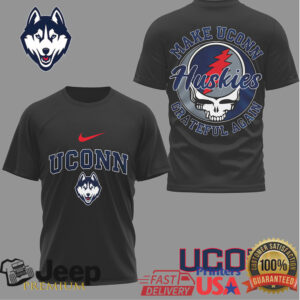 UConn Huskies Make UConn Grateful Again Retro Skull Graphic T Shirt