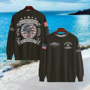 US Army Female Veteran 250 Years of Freedom Defended T Shirt