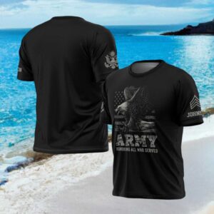 US Army Honoring All Who Served Camo Eagle Graphic T Shirt