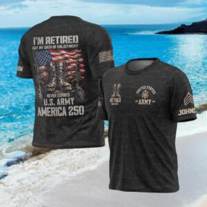 US Army Retired Oath of Enlistment Never Expires America 250 Shirt