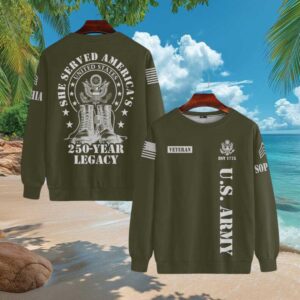 US Army Veteran “She Served America” 250 Year Legacy Personalized T Shirt US Army Veteran “She Served America” 250 Year Legacy Personalized T Shirt