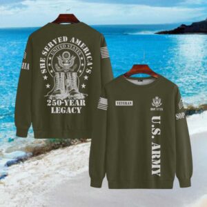 US Army Veteran “She Served America” 250 Year Legacy Personalized T Shirt