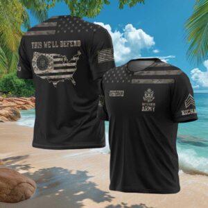 US Army Veteran “This We’ll Defend” Camo Map Personalized Rank T Shirt US Army Veteran “This We’ll Defend” Camo Map Personalized Rank T Shirt