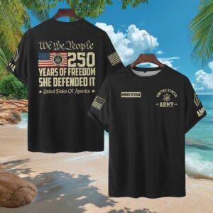 US Army Women Veteran 250 Years of Freedom Patriotic T Shirt US Army Women Veteran 250 Years of Freedom Patriotic T Shirt