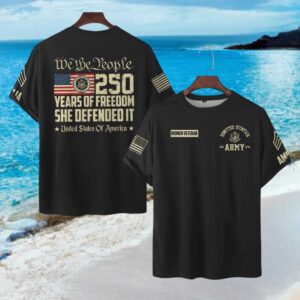 US Army Women Veteran 250 Years of Freedom Patriotic T Shirt